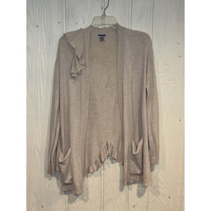 Chelsea28 Beige Ruffle Open Front Cardigan Sweater Women's S